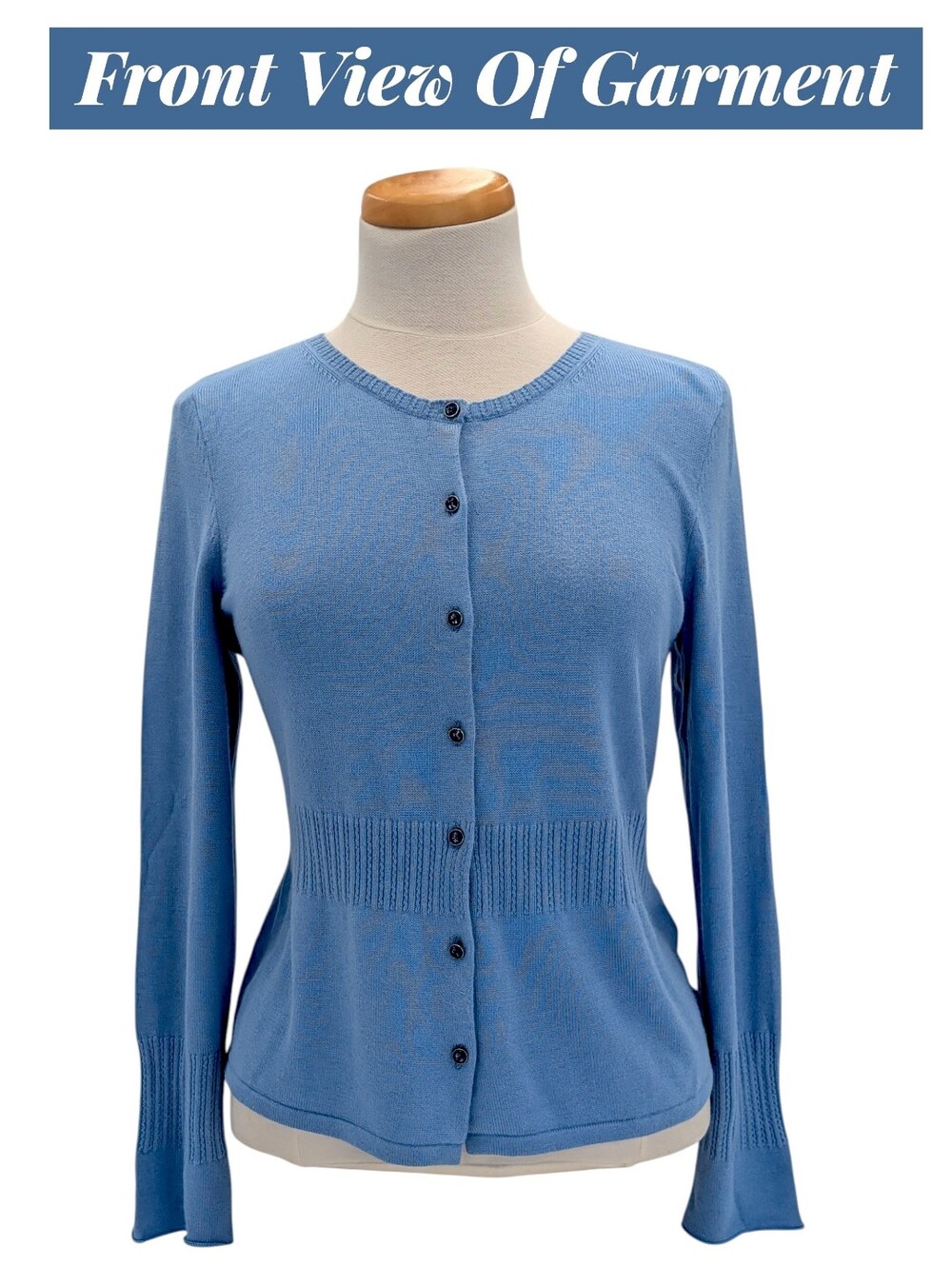 NWT Sigrid Olsen Sz Medium Petite Soft Silk Angora Cardigan Blue Crystal Buttons - Picture 2 of 16